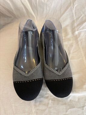 Rothy's The Flat Gray Mist Captoe Ballet Classic Shoes Gray | Black Size 10